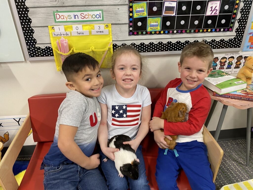 students with guinea pigs